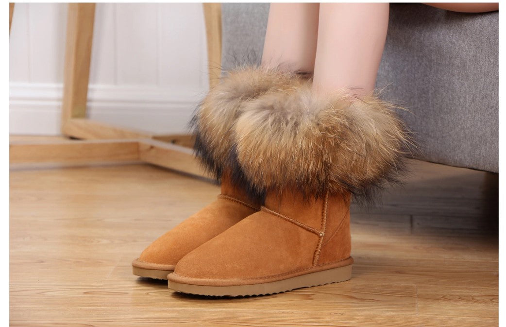 Kuromi Women's Fox Fur Snow Boots Aura Restored