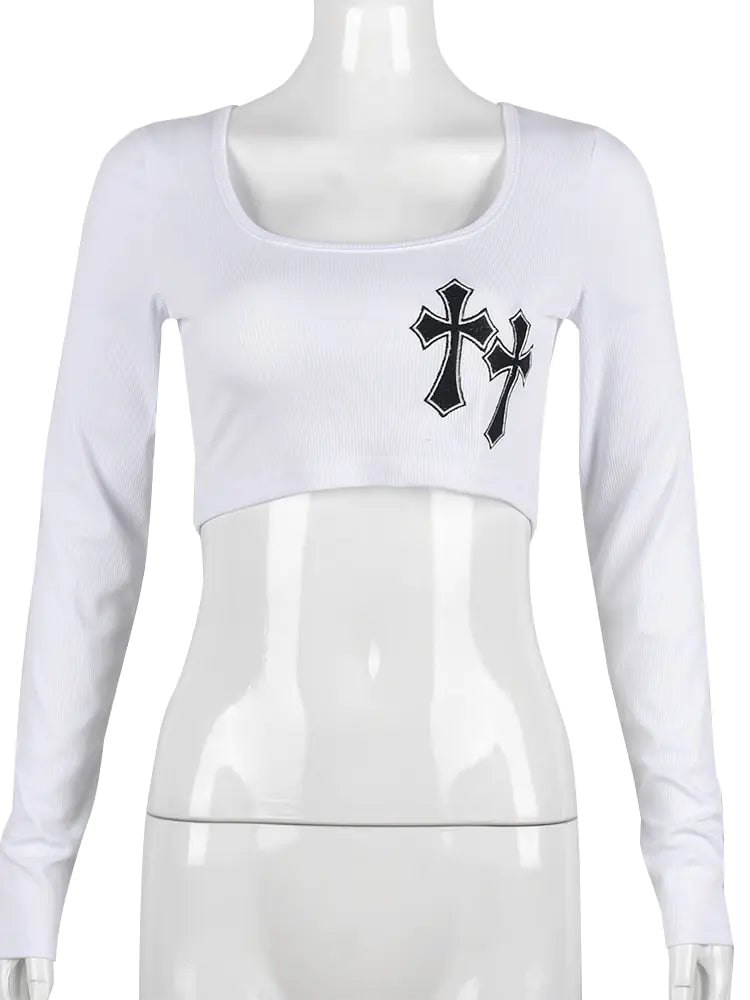 Victor Apex Cross Embroidered Crop Top for Women Aura Restored