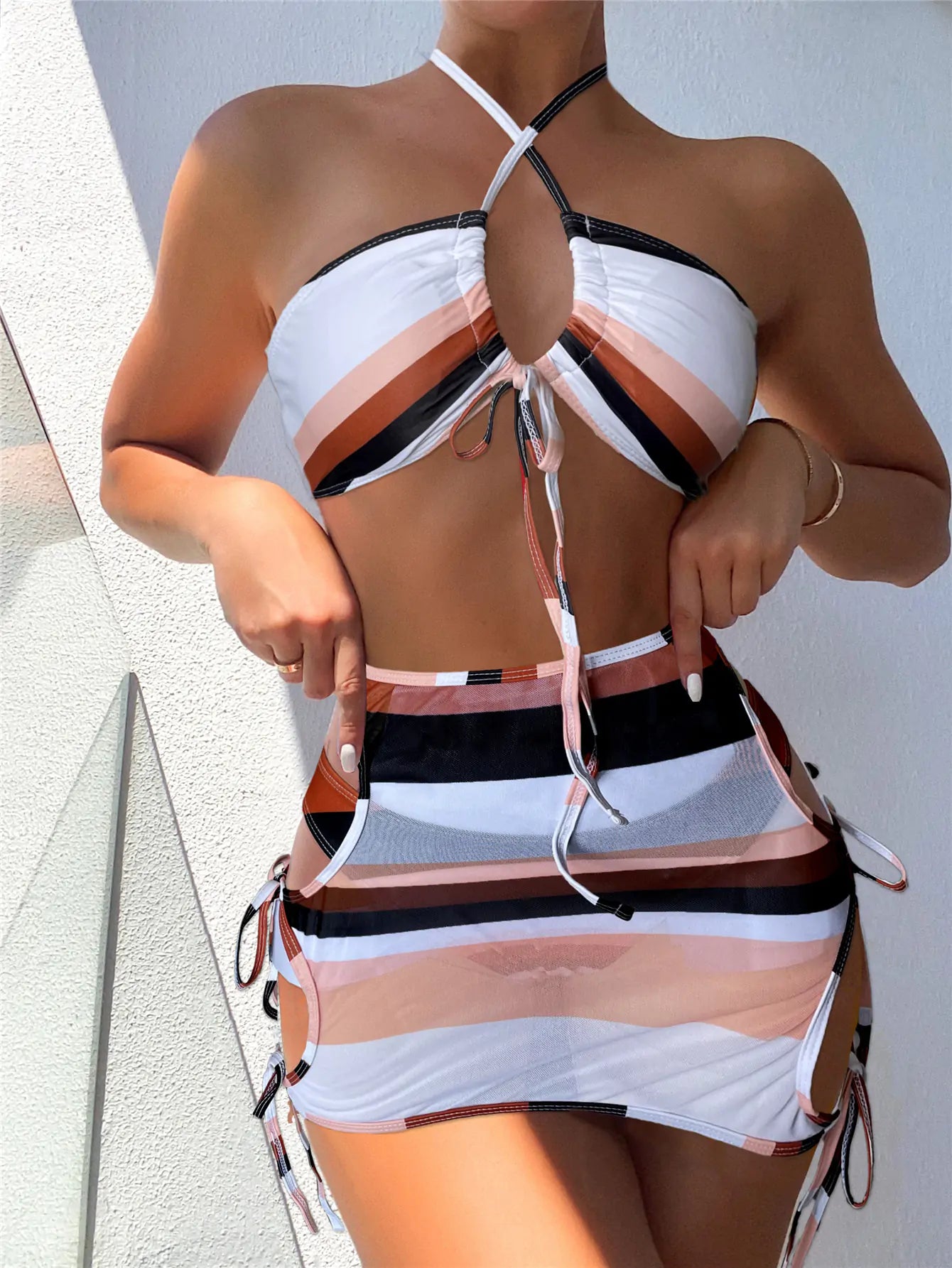 Lady Excel Striped String Swimsuit Aura Restored