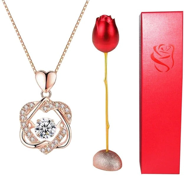 Vilsium Pink Eternal Love Necklace Pendant Holder Set Aura Restored