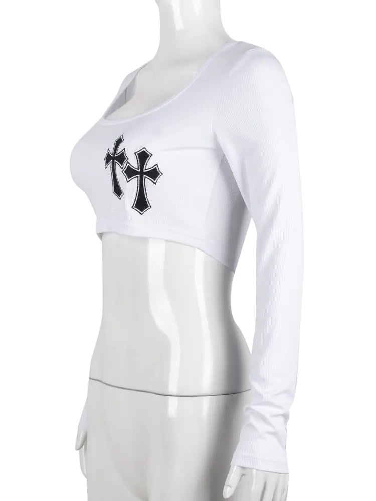 Victor Apex Cross Embroidered Crop Top for Women Aura Restored