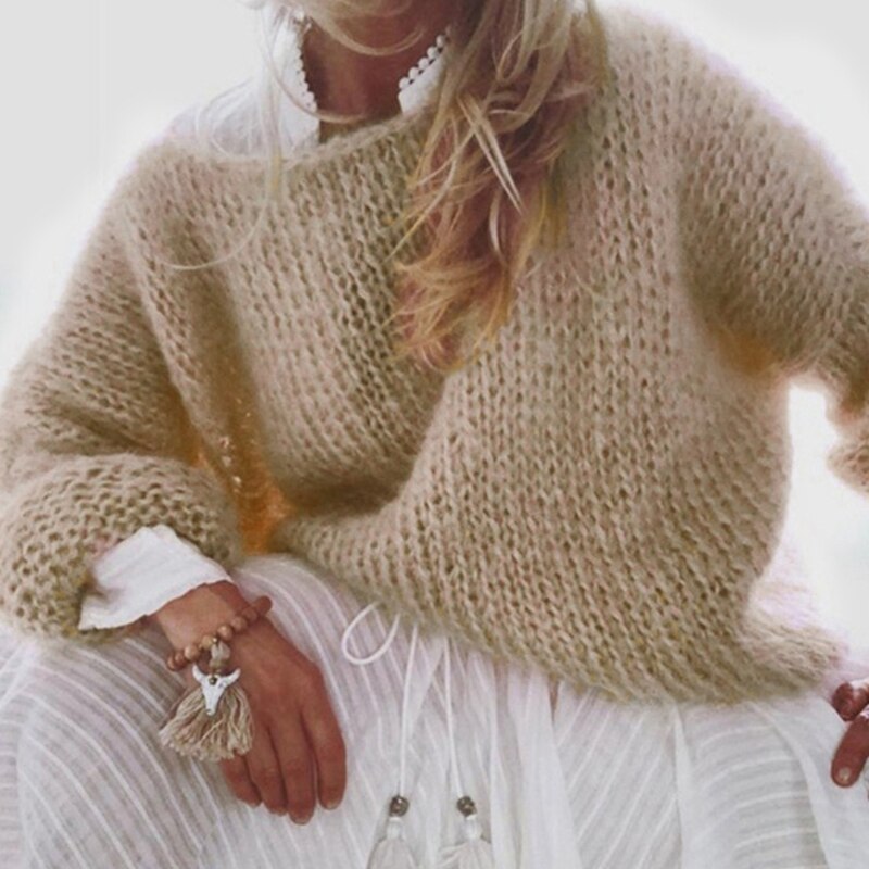 Gideon Collection Dylan Chunky Knitted Fluffy Pullover Tops Aura Restored