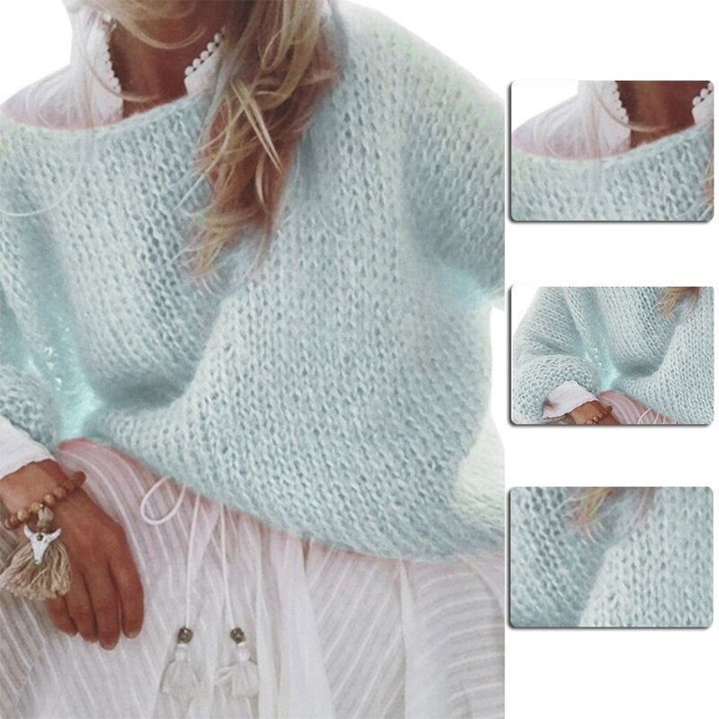 Gideon Collection Dylan Chunky Knitted Fluffy Pullover Tops Aura Restored