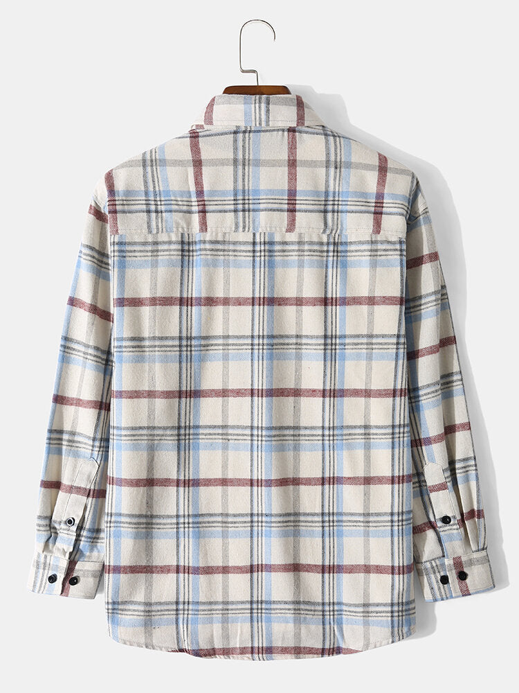 Guy Aura Plato White Plaid Long Sleeve Aura Restored