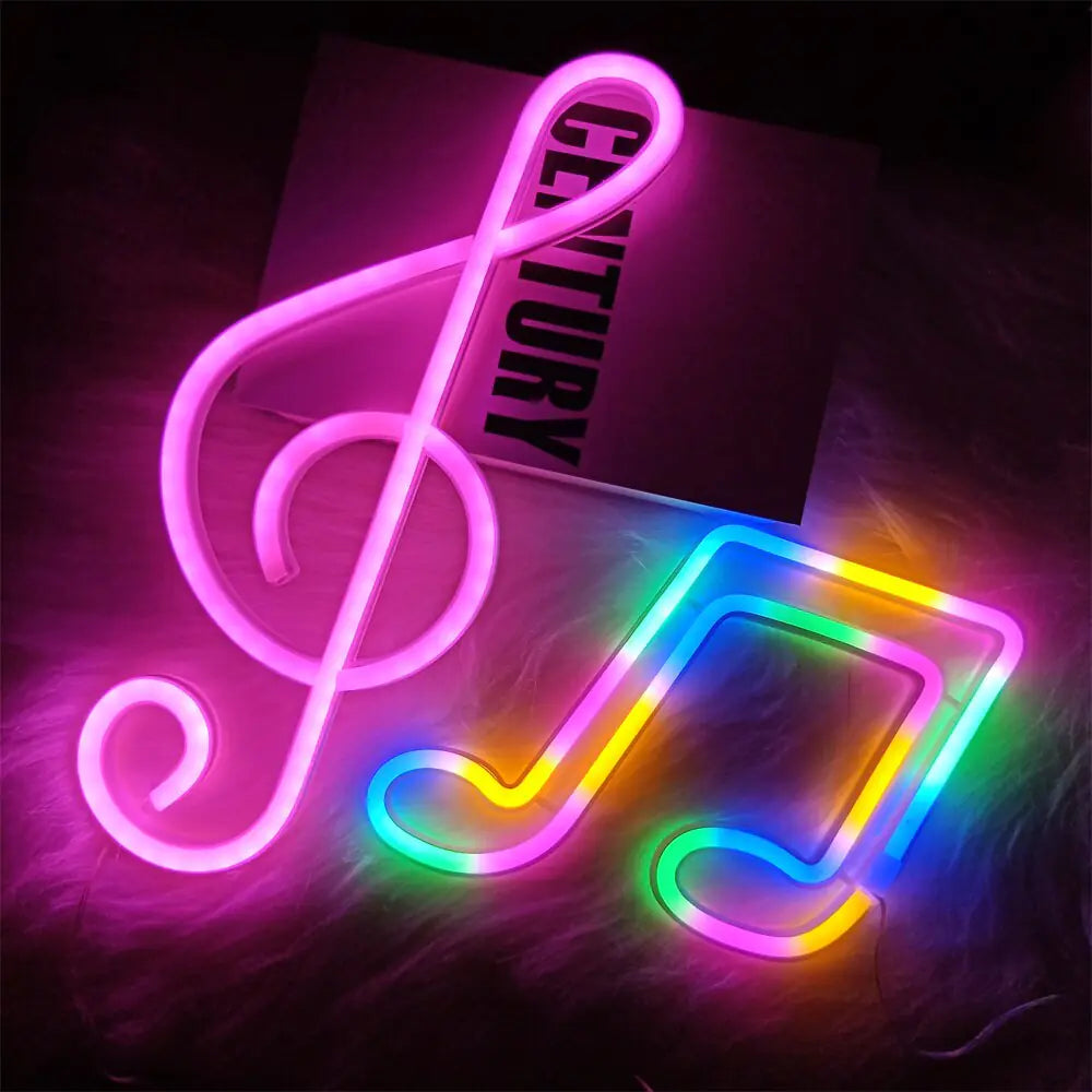 Musical Notes Neon Bar Lights Aura Restored