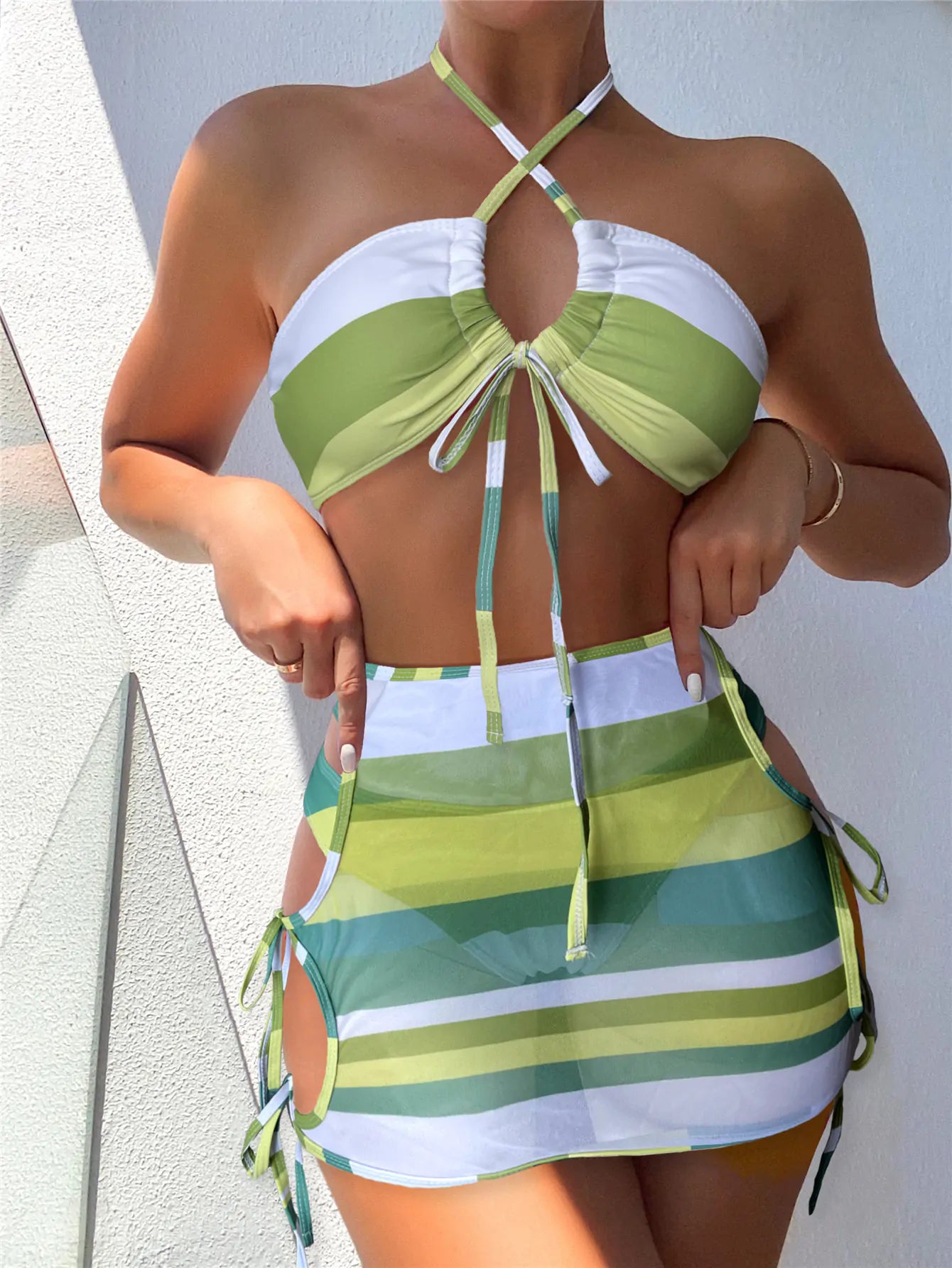 Lady Excel Striped String Swimsuit Aura Restored