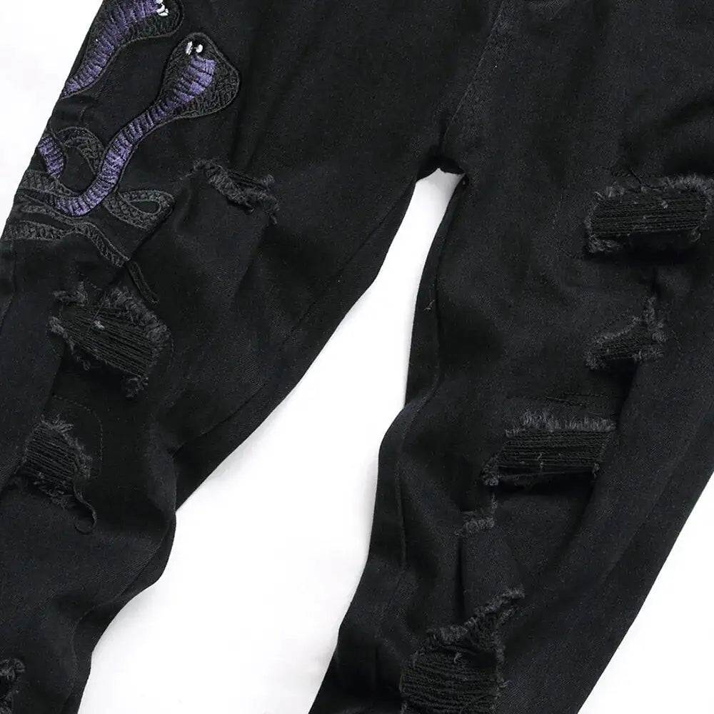 Guy Aura Black Python Jeans Aura Restored